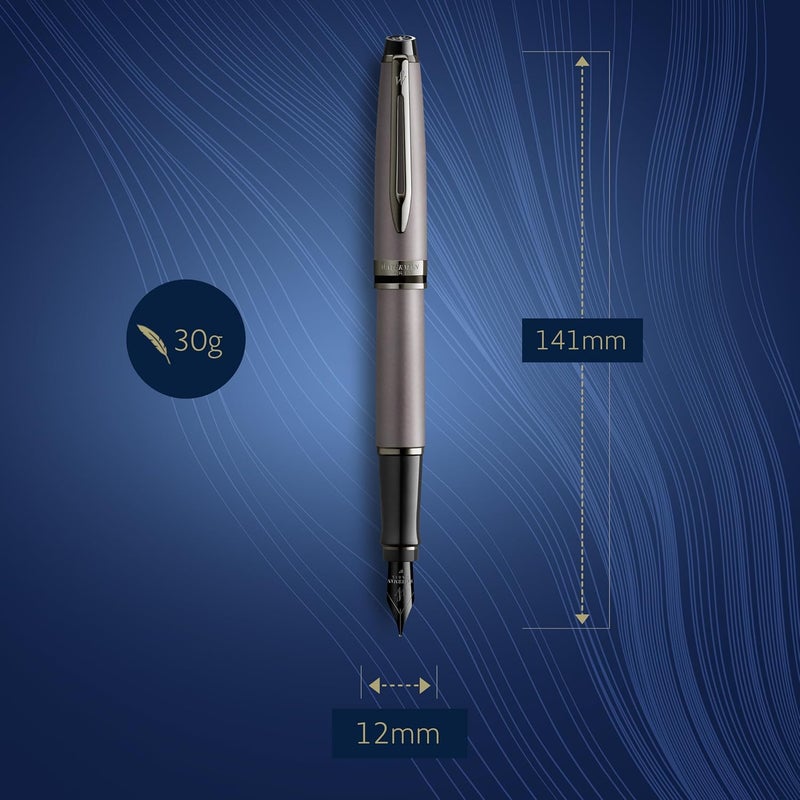 Waterman قلم حبر جاف ووتيرمان إكسبيرت - لامع أسود معدني مع حواف روثينيوم - نقطة متوسطة - علبة هدايا متضمنة - Image 3